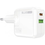 Incarcator Retea BLUE Power BC111A, 30W, 3A, 1 x USB-A - 1 x USB-C, Alb, Universal
