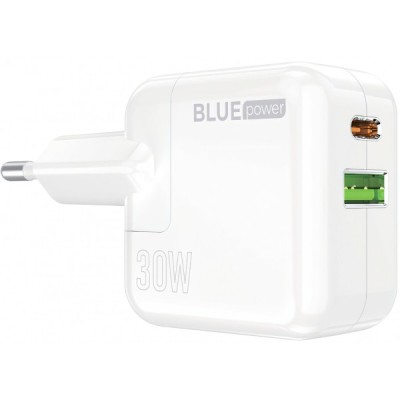 Incarcator Retea BLUE Power BC111A, 30W, 3A, 1 x USB-A - 1 x USB-C, Alb foto
