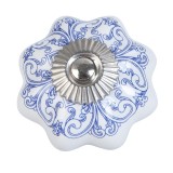 Cumpara ieftin Buton mobilier ceramica albastra alba &Oslash; 4x3 cm