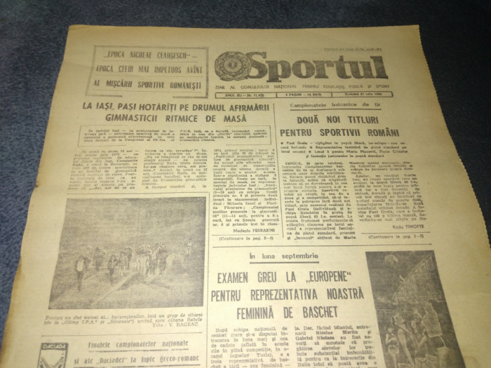 ZIARUL SPORTUL 27 IULIE 1985