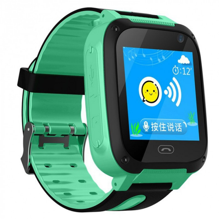 Ceas Smartwatch Copii Techstar&reg; Q9, Slot Cartela SIM, GPS Tracker, Buton Urgenta SOS, Monitorizare Live, Apelare, Verde