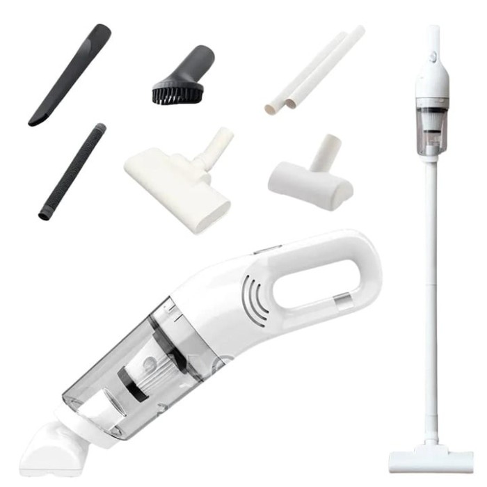 Aspirator fara fir, de mana, putere 120W, 2 moduri de utilizare, cu accesorii incluse, filtru HEPA, Wireless, alb