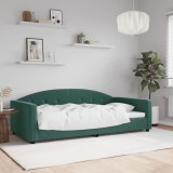 Cadru Pat VidaXL Verde Inchis 100x200 cm Catifea Canapea Extensibila Metalic Modern