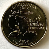 AMERICA QUARTER 1/4 DOLLAR 2002 LITERA P.(Pasarea statului Louisiana-Pelican),BU, America de Nord, Cupru-Nichel