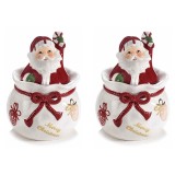 Cumpara ieftin Set 2 Borcane Craciun Ceramica Decorer 14.5x20 cm - Decorative Mos Craciun