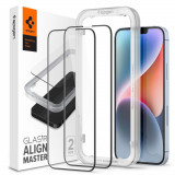 Set 2 Folii de protectie Spigen Alm Glass FC pentru Apple iPhone 13/13 Pro/14 Negru