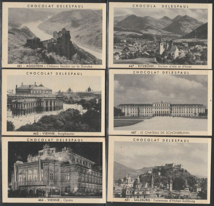 1950 Vederi din Austria - 18 cartonase reclama ciocolata Delespaul, Trade Cards