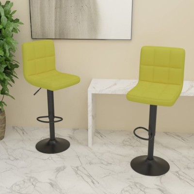 vidaXL Scaune de bar, 2 buc., verde, material textil foto