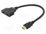 Splitter HDMI SAVIO 2x Soclu Negru 0,3m