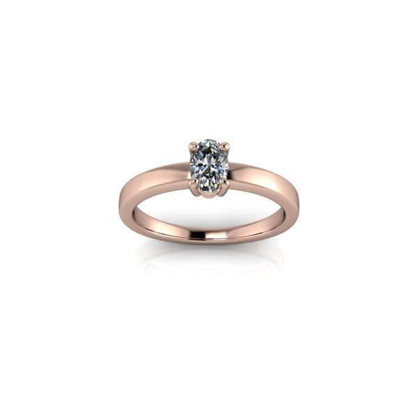 Inel de logodna din aur roze 14K, piatra zirconiu - 46