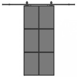 Cumpara ieftin Usa glisanta cu set feronerie neagra 90x205cm sticla securizata
