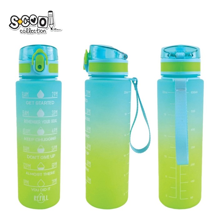Sticla apa 700 ml, MOTIVATIONALA, PLASTIC, GREEN GRADIENT, 25.10&times;6.9CM- S-COOL