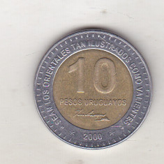 bnk mnd Uruguay 10 pesos 2000 bimetal , Artigas