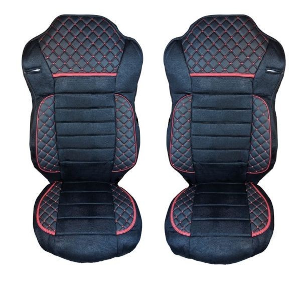 2 x Huse Scaune pentru Mercedes Actros MP4 EURO 6 2015-2021 Camioane Negru Piele Textile LHD RHD