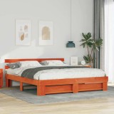 VidaXL Cadru de pat cu headboard Maro 180 x 200 cm Lemn masiv de pin 3385675