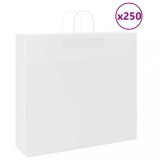 vidaXL Pungi de h&acirc;rtie 250 buc cu m&acirc;nere albe 54x15x49 cm
