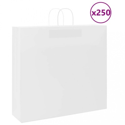 vidaXL Pungi de h&amp;acirc;rtie 250 buc cu m&amp;acirc;nere albe 54x15x49 cm 4101626 foto