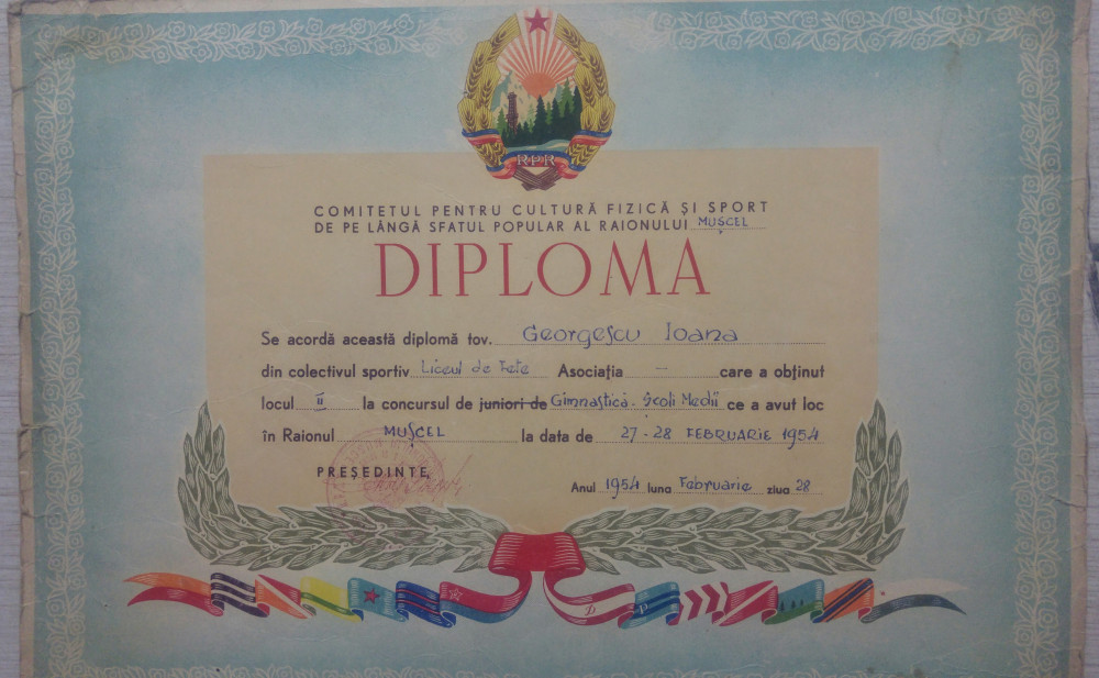 Diploma sportiva, volei// Bucuresti, Campulung 1955 | arhiva Okazii.ro