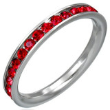 Inel din oțel inoxidabil cu strasuri roșii - Marime inel: 58