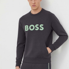 BOSS Green bluză bărbați, culoarea gri, cu imprimeu 50510350