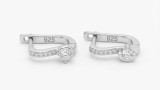 Cercei Argint 925 Solitari Pave Zirconiu Linie Val, Inchizatoare Englezeasca, atcom, Femei, 14mm