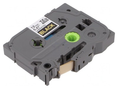 Bandă Neagră 12mm x 8m cu Text Auriu TZE-334 foto