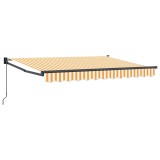 vidaXL Copertină retractabilă manuală Galben Alb 3.5 x 2 m Poliester Rezistent Exterior