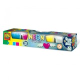 Set modelaj Plastilina culori neon si fluorescenta, 4 culori x 90 gr