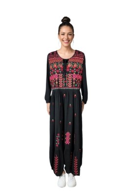 Rochie dama 025 negru/ciclam , marimea 2XL foto