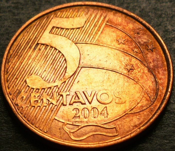 Moneda 5 CENTAVOS - BRAZILIA, anul 2004 * cod 3075