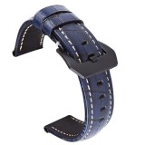 Curea din piele naturala, compatibila Garmin Vivoactive 4, telescoape normale, 22mm, Albastru