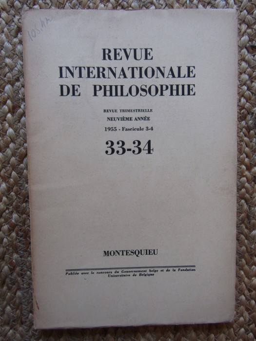 Revue Internationale de Philosophie 1955 FASCICULE 3-4 / 33-34