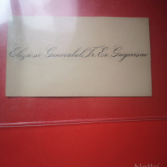 Carte de vizita Generalul Tr. Er. Grigorescu