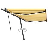 VidaXL Copertină retractabilă manual cu LED, galben și alb, 500x350 cm