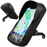 Cumpara ieftin Suport de telefon, rezistent la apa, pentru Bicicleta/Motocicleta/Scuter/Trotineta, FIXATO, Prindere pe Oglinda, Negru