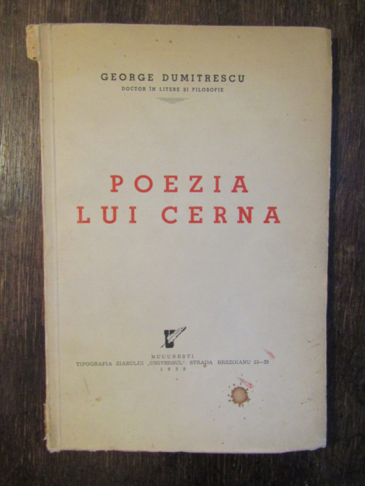 Poezia lui Cerna - George Dumitrescu