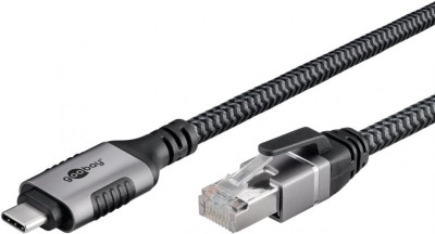 Cablu de retea USB 3.1 type C la RJ45 LAN Cat.6 FTP T-T 1m, Goobay G70696 foto