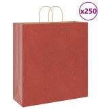 vidaXL Pungi de h&acirc;rtie 250 buc cu m&acirc;nere roșii 45x17x48 cm
