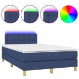 Cumpara ieftin Pat cu arcuri, saltea si LED, albastru, 120x190 cm, textil