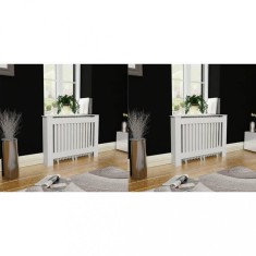 vidaXL Mască de calorifer, 2 buc., alb, 112 cm, MDF 276003