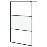 Cumpara ieftin Perete cabina dus walk-in negru 115x195 cm sticla ESG semi-mata