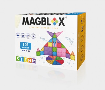 Set magnetic Magblox - 101 piese magnetice de constructie transparente foto