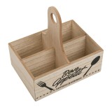 Cutie din lemn cu separatoare, organizatoare si maner inalt 20x15 cm