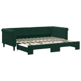 Cumpara ieftin Pat de zi cu extensie, verde inchis, 90x200 cm, catifea