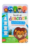 Cumpara ieftin Invat sa desenez. Animale. Set de colorat si de activitati (contine 5 creioane si 5 radiere)