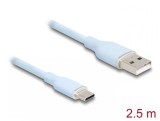 Cablu USB-A 2.0 la USB type C T-T 2.5m silicon Blue, Delock 81223