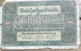 BNKSTR01DE Bancnotă Germania - 10 Mark 1920 (Zehn Mark), Reichsbanknote, Republica de la Weimar