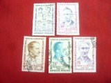 Serie- Eroi ai Rezistentei III Franta 1959 ,5 valori stampilate, Stampilat