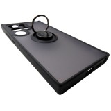 Husa spate cu inel și stand, plastic fumuriu transparent și TPU negru pentru Samsung Galaxy S24 Ultra 5G