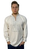 Bluza barbati RB187, alb/argintiu, marime M, Bumbac